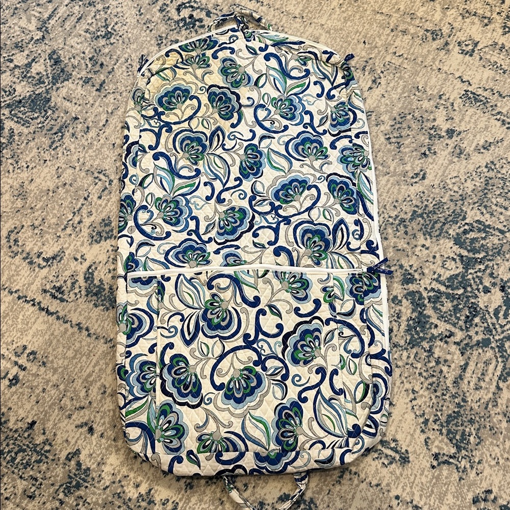 Vera Bradley Garment Bag Blue Floral Travel Quilted Preppy - Picture 3 of 10